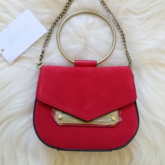 Nasty Gal stylish red ring doorknocker style crossbody bag - Picture 2 of 4
